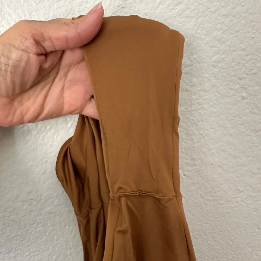 Skims Swim Mid Waist Bikini Bottom High Cut Brown Sz XS